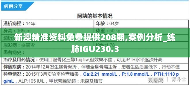新澳精准资料免费提供208期,案例分析_练肺IGU230.3