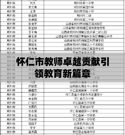 怀仁市教师卓越贡献引领教育新篇章